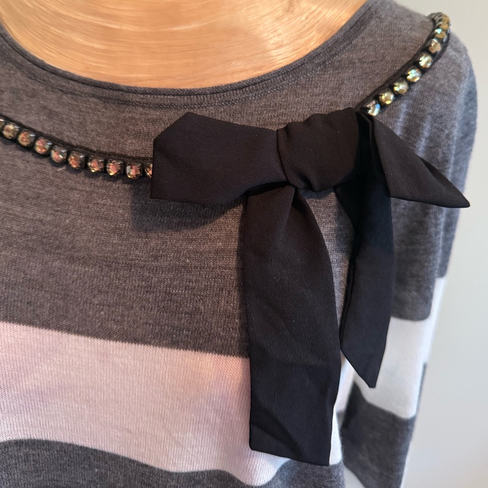 SOL-NOT AVAILABLE LOFT Charcoal & Winter White Knit Sweater - Picture 3 of 6